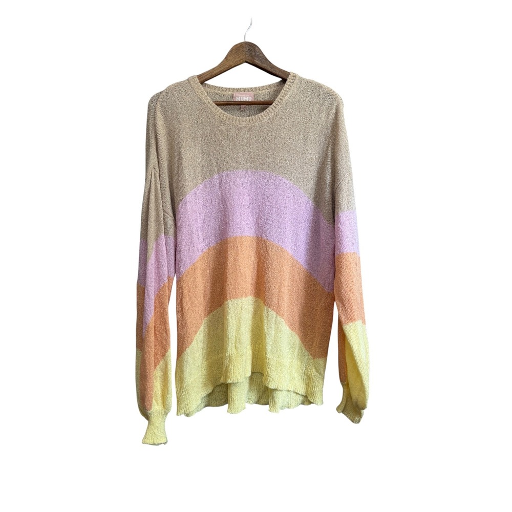 Show Me Your Mumu Pismo Sweater Womens L Multi Color Excellent Sunny Stripe Knit